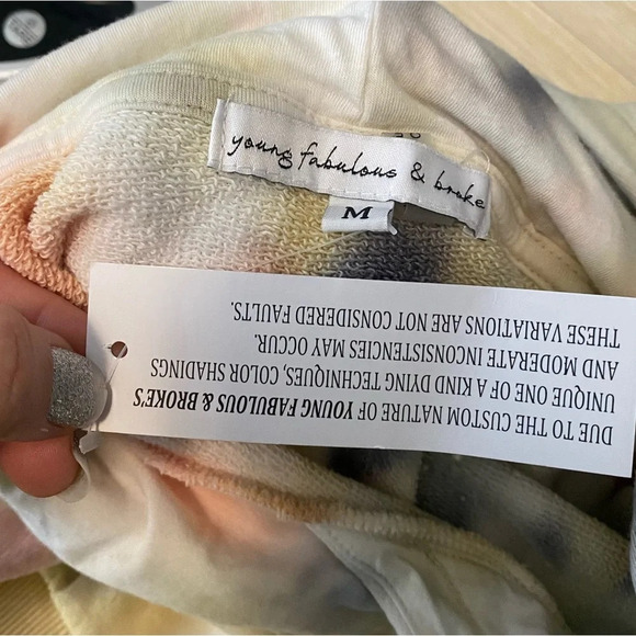 ✨NWT Young Fabulous & Broke Tie Dye Carla Cut Off Hoodie Sweatshirt Size Medium - Picture 5 of 12